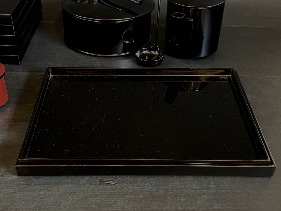 「母」 利休好 輪島塗 懐石具揃 懐石家具 懐石道具 五人前 木製（109あ③）