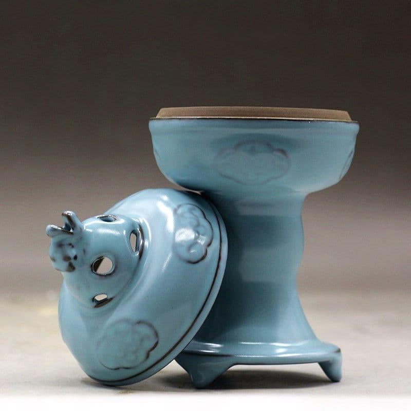 中国 汝窯 青磁 香炉 陶器 陶芸 香道具 仏具 官窯 青釉  猊香薫磁炉