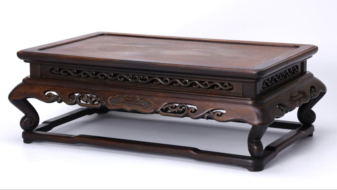 時代物 唐木製 飾台 長方卓 高さ19cm 香炉台 花台 盆栽台 アンティーク