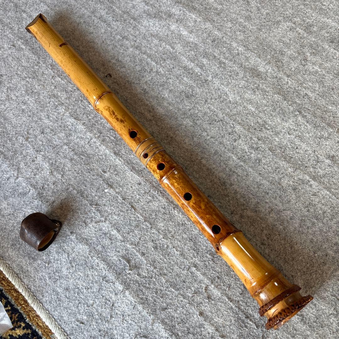 254尺八　真山銘⭐️一尺九寸管　歌口金巻き真山銘ニ印