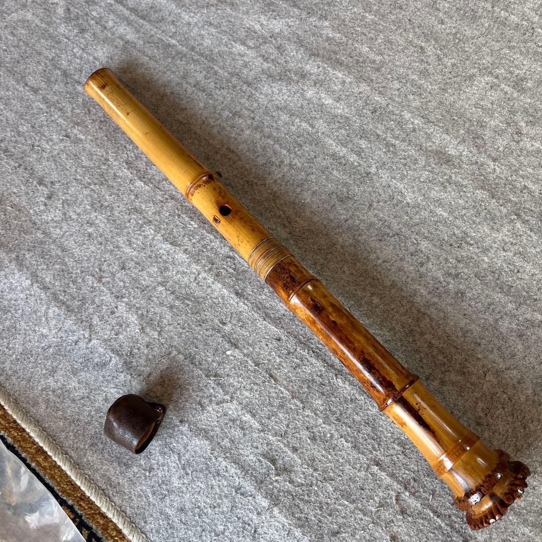 254尺八　真山銘⭐️一尺九寸管　歌口金巻き真山銘ニ印