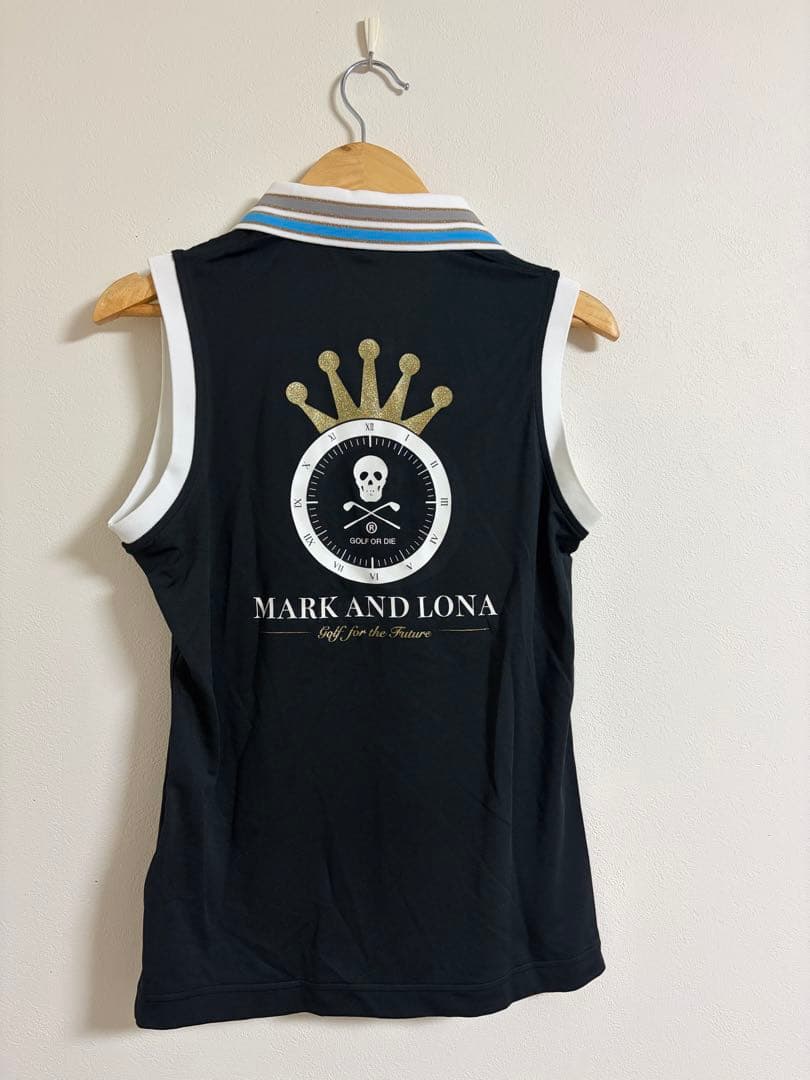MARK AND LONA ブラック ノースリーブポロシャツ