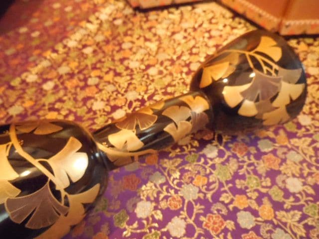 和楽器 鼓 小鼓 銀杏 蒔絵 漆塗り 和太鼓 打楽器 能 歌舞伎 ケース付き