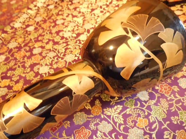 和楽器 鼓 小鼓 銀杏 蒔絵 漆塗り 和太鼓 打楽器 能 歌舞伎 ケース付き