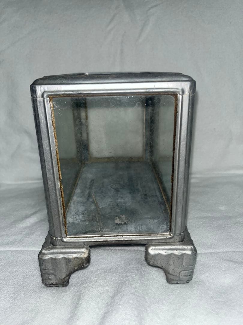 アンティーク ガラスディスプレイケース　ブリキ製水槽　古道具