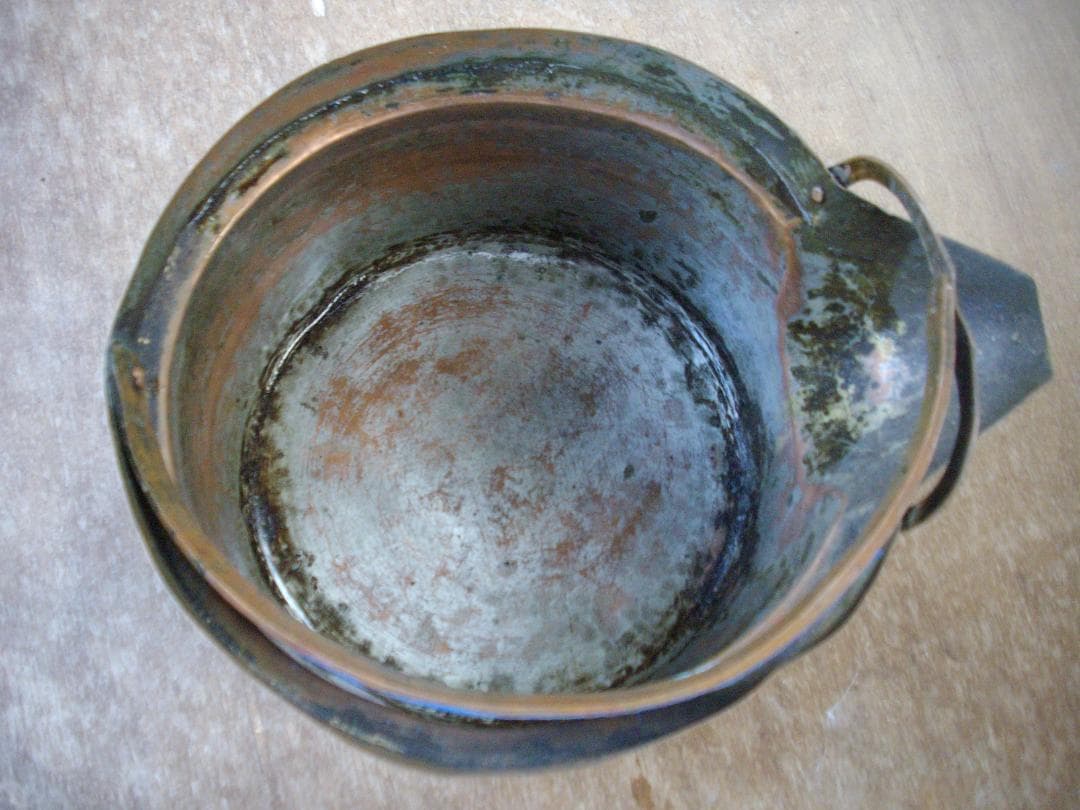 片口銅鍋？　コッパーケトル？　難あり品　C水漏れ　ジャンク