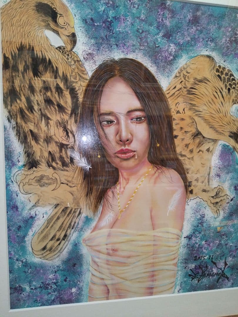 絵画、油彩８号、裸婦、美人画、山本英二、美女、額縁、真作、高塚省吾、森本草介。