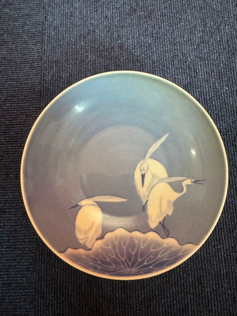 2007 其泉　染付白鷺文皿1客　蛸唐草文高台盃1客　未使用