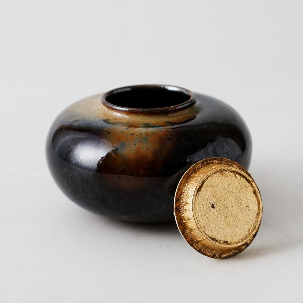 平安春峰造 高取茶入 仕覆 茶道具 げ蓋 濃茶入れ