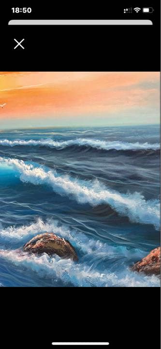 油彩【夕日] 幅:108cm、高:66cm