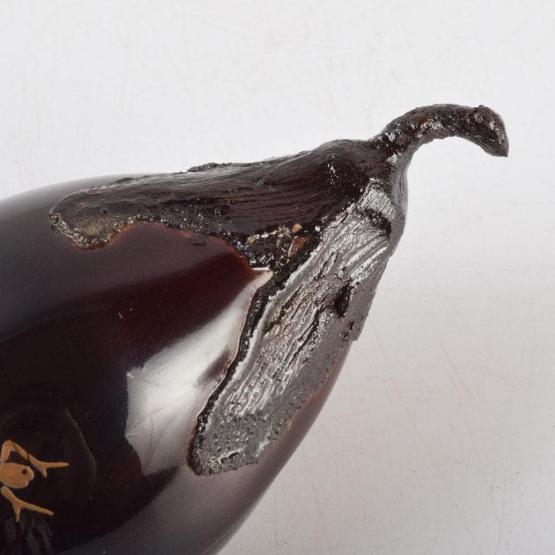 茶道具　輪島塗　川岸充雅作　乾漆造り　昆虫蒔絵　茄子香合　共箱　C　9194