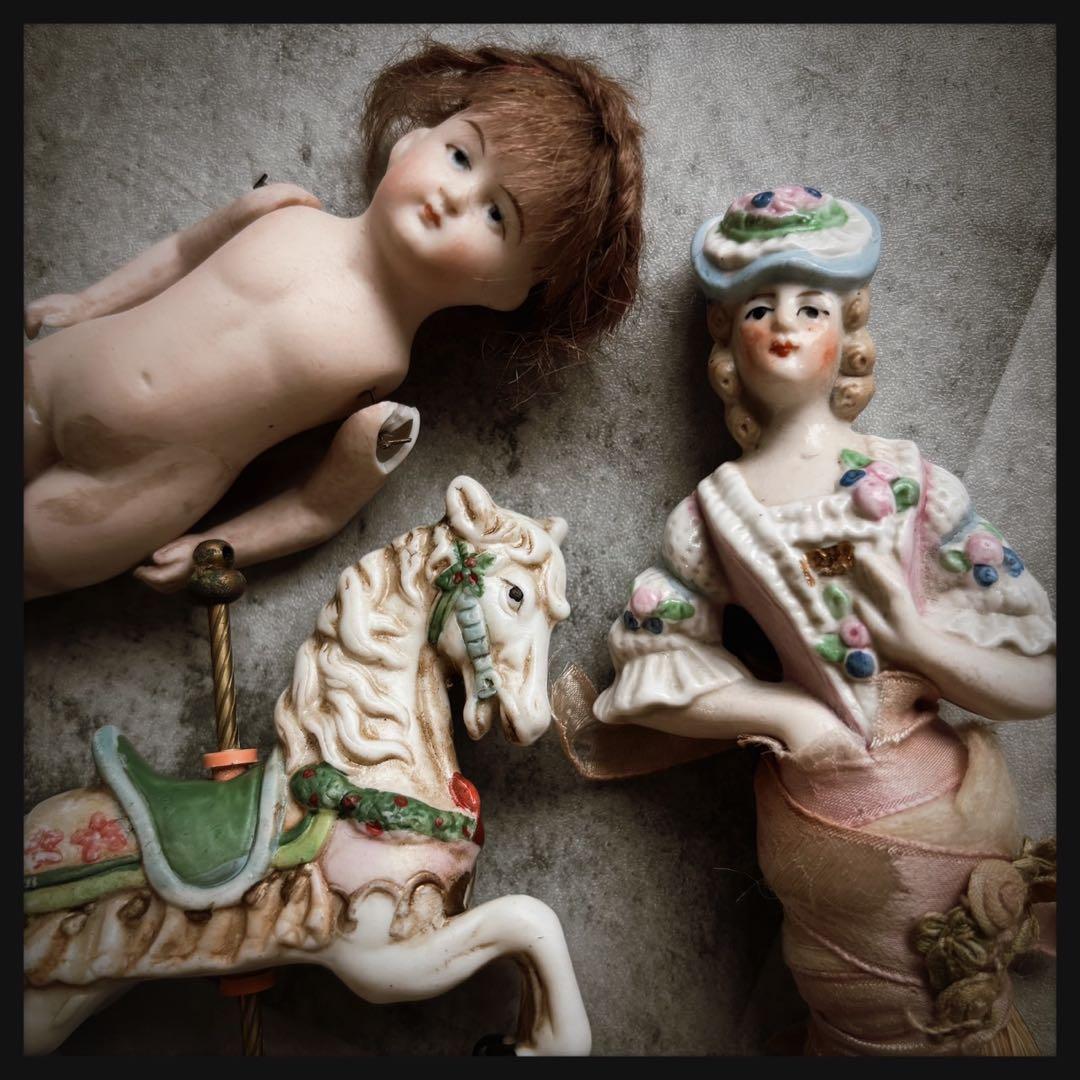 アンティーク　 ジャンクドロワーセット ビスクドールや古い雑貨etc