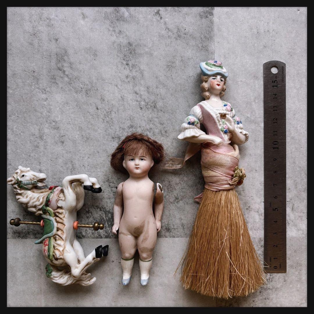 アンティーク　 ジャンクドロワーセット ビスクドールや古い雑貨etc