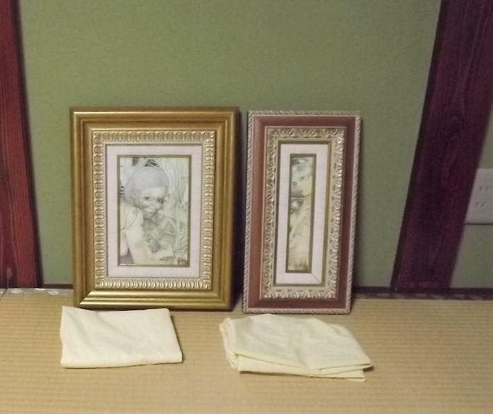 ケイト.J 城 景都　エンピツ水彩画　題名【進青】【進美】２作品　肉筆　真作