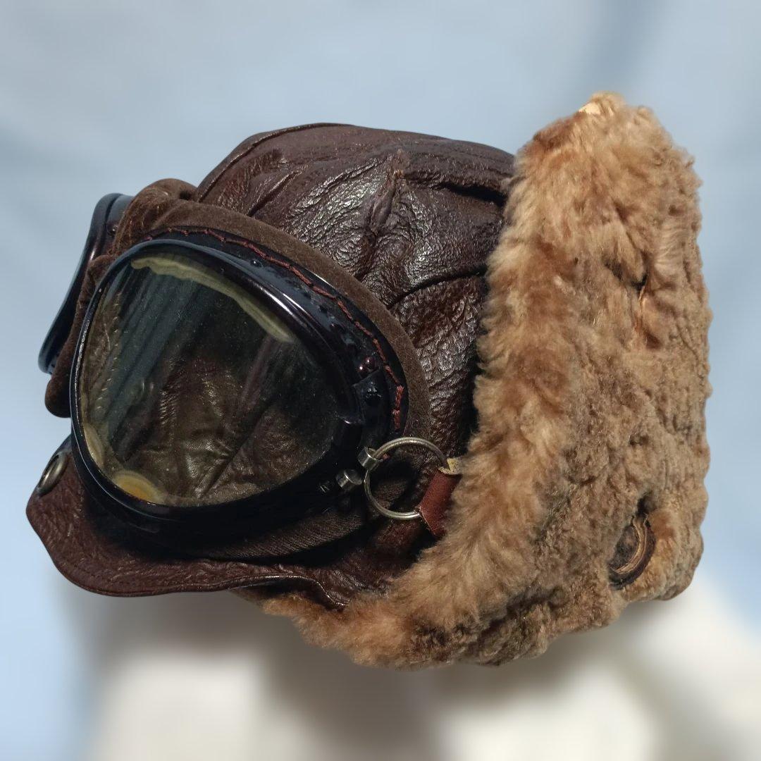 日本海軍冬用飛行帽と飛行眼鏡（実物)