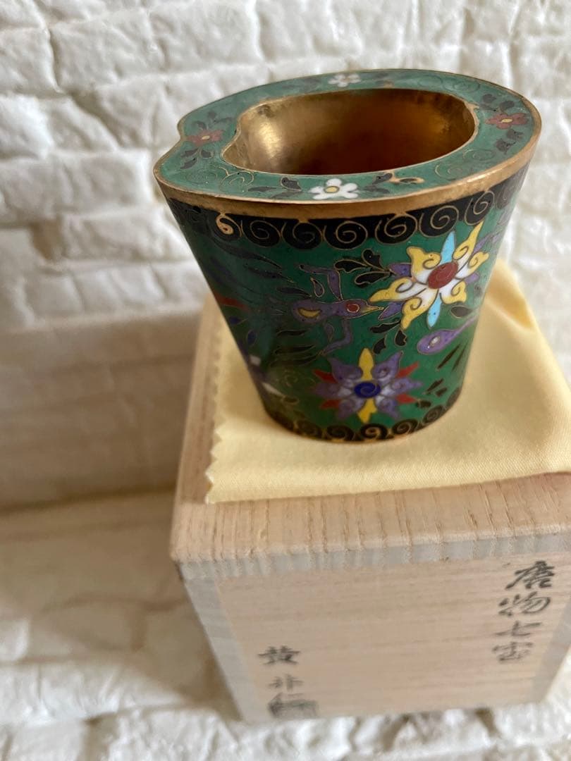 アンティーク品　茶道具　唐物七宝焼　蓋置　黄井仁作