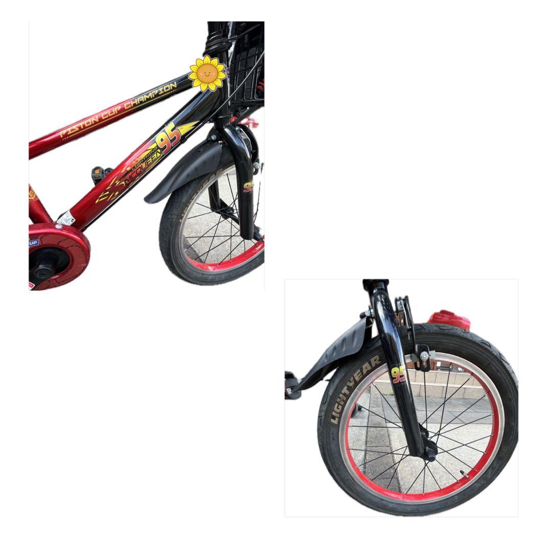子供用自転車.バスケット付.ディズニー.カーズ.18インチ.ヘルメット新品未使用