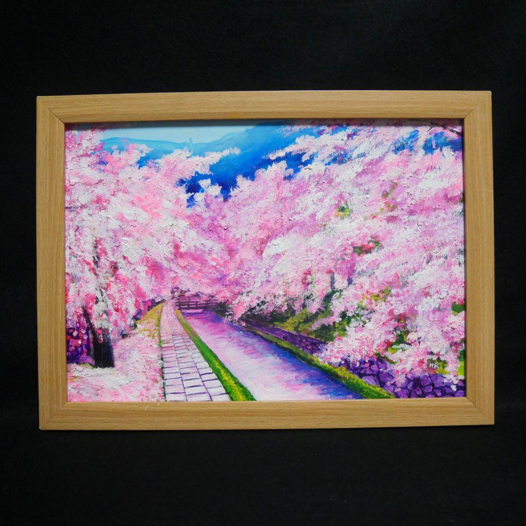 油絵 油彩 油彩画 絵画 絵【哲学の道の桜】