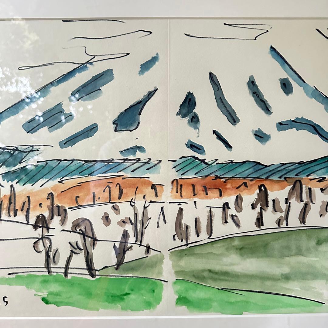 超限定9月9日20時迄‼️真作カムイ坂本直行「羊蹄山神威岳」水彩画　日付署名証明書