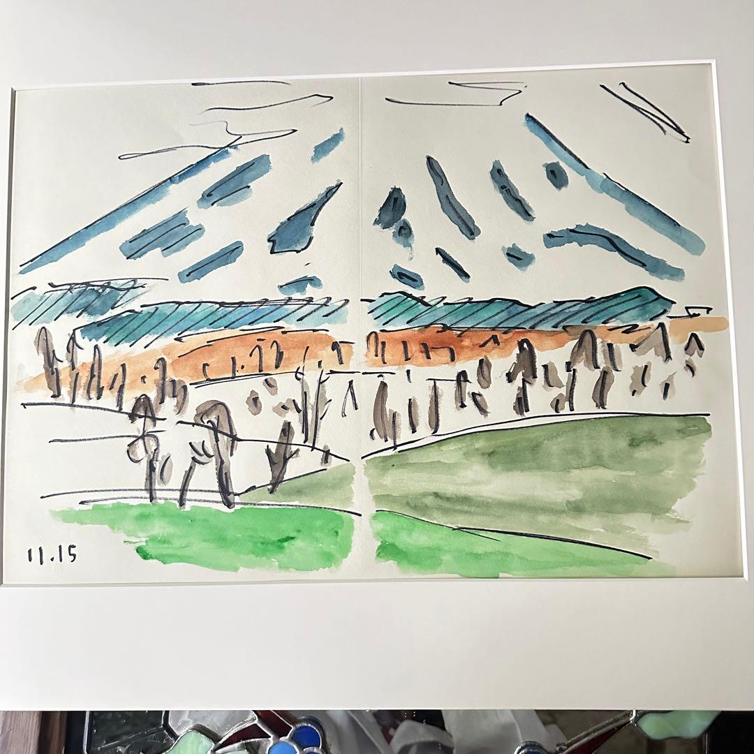 超限定9月9日20時迄‼️真作カムイ坂本直行「羊蹄山神威岳」水彩画　日付署名証明書