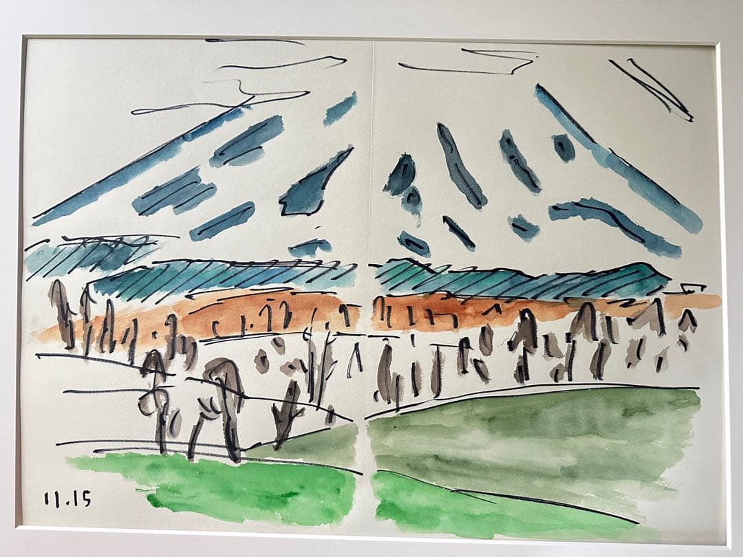 超限定9月9日20時迄‼️真作カムイ坂本直行「羊蹄山神威岳」水彩画　日付署名証明書