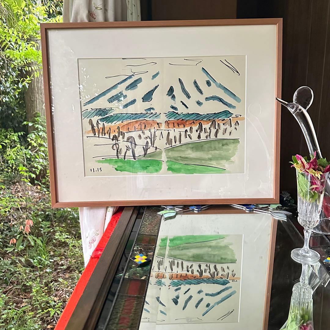 超限定9月9日20時迄‼️真作カムイ坂本直行「羊蹄山神威岳」水彩画　日付署名証明書