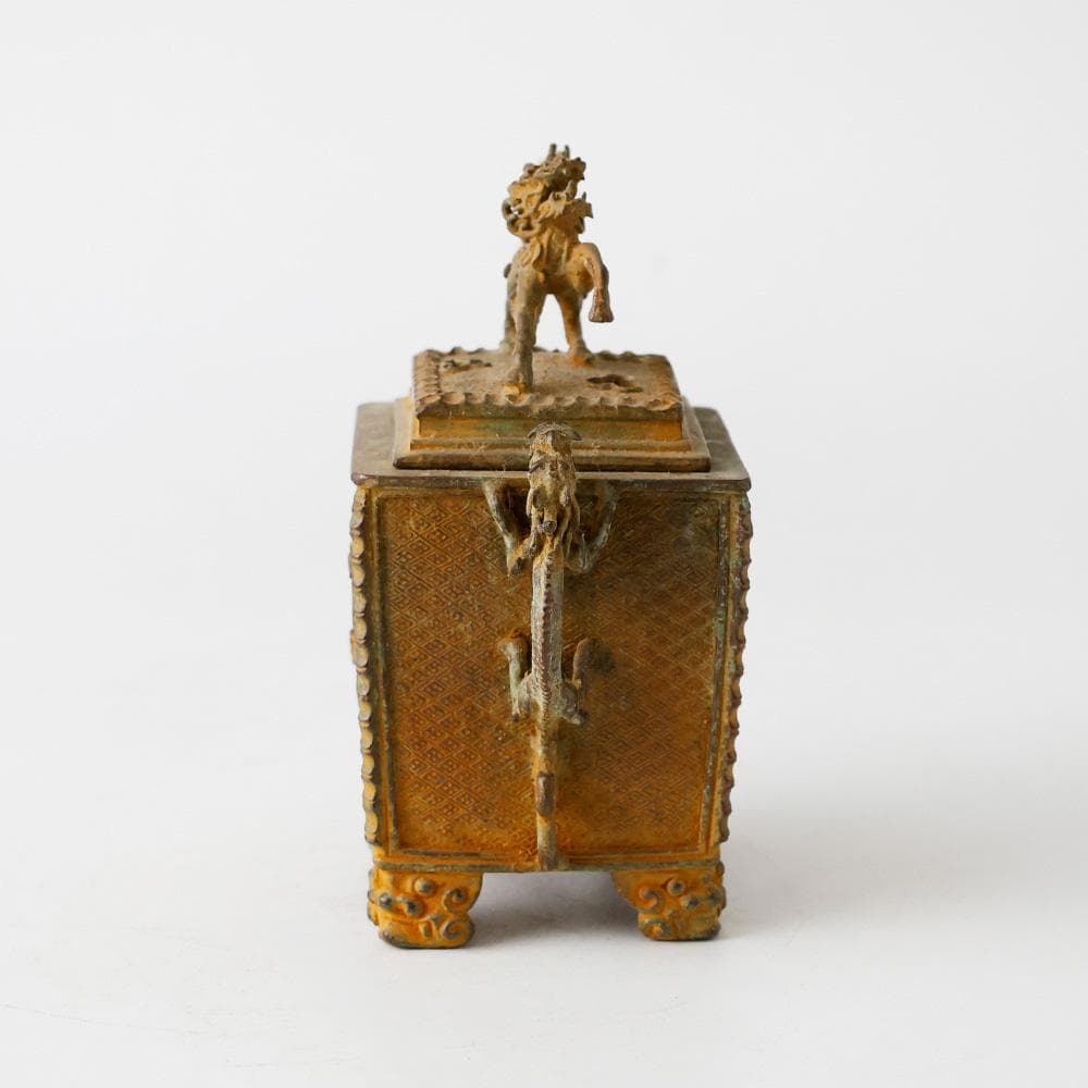 金工師 香保 造 鋳銅香炉 銅器獅子火屋龍耳 鳳凰 龍文