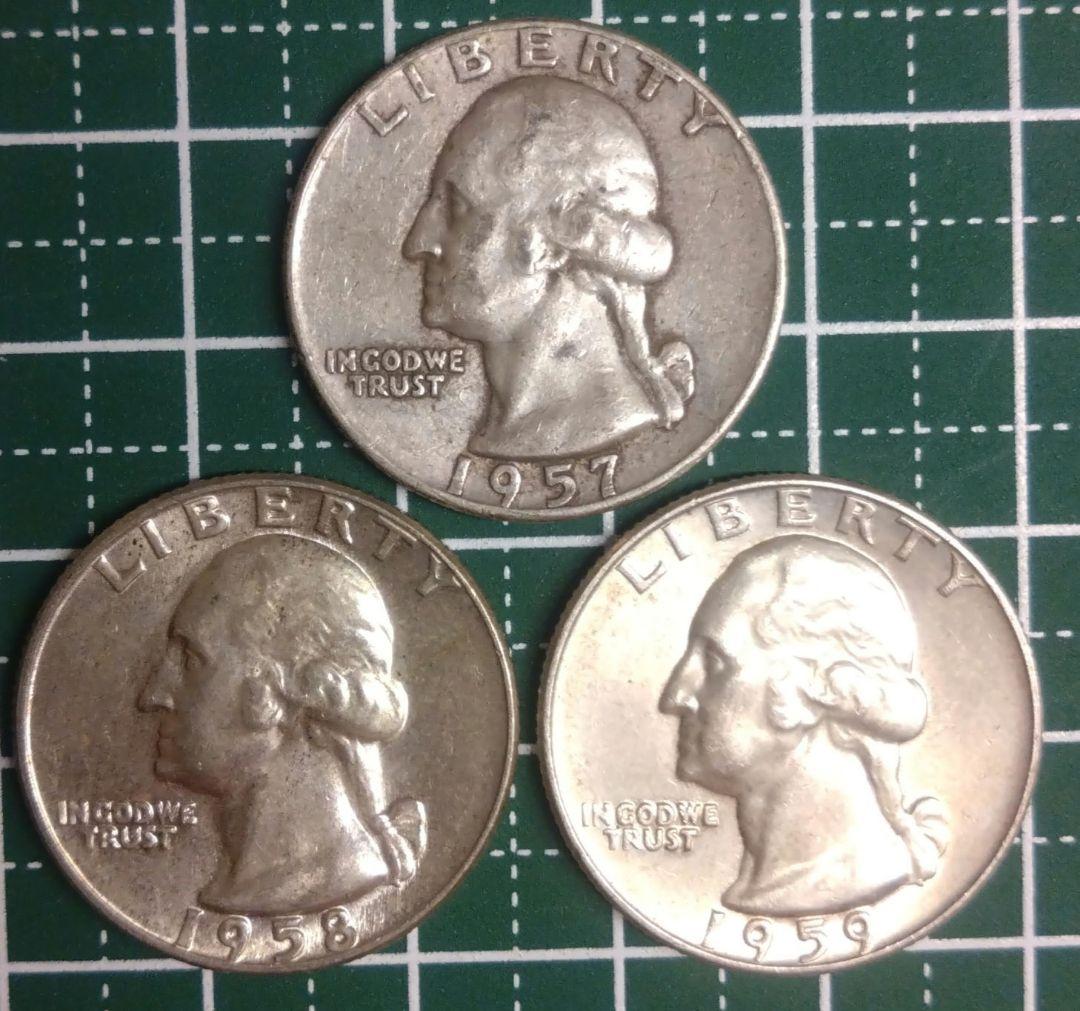アメリカ クォーター ドル  銀貨 3枚セット