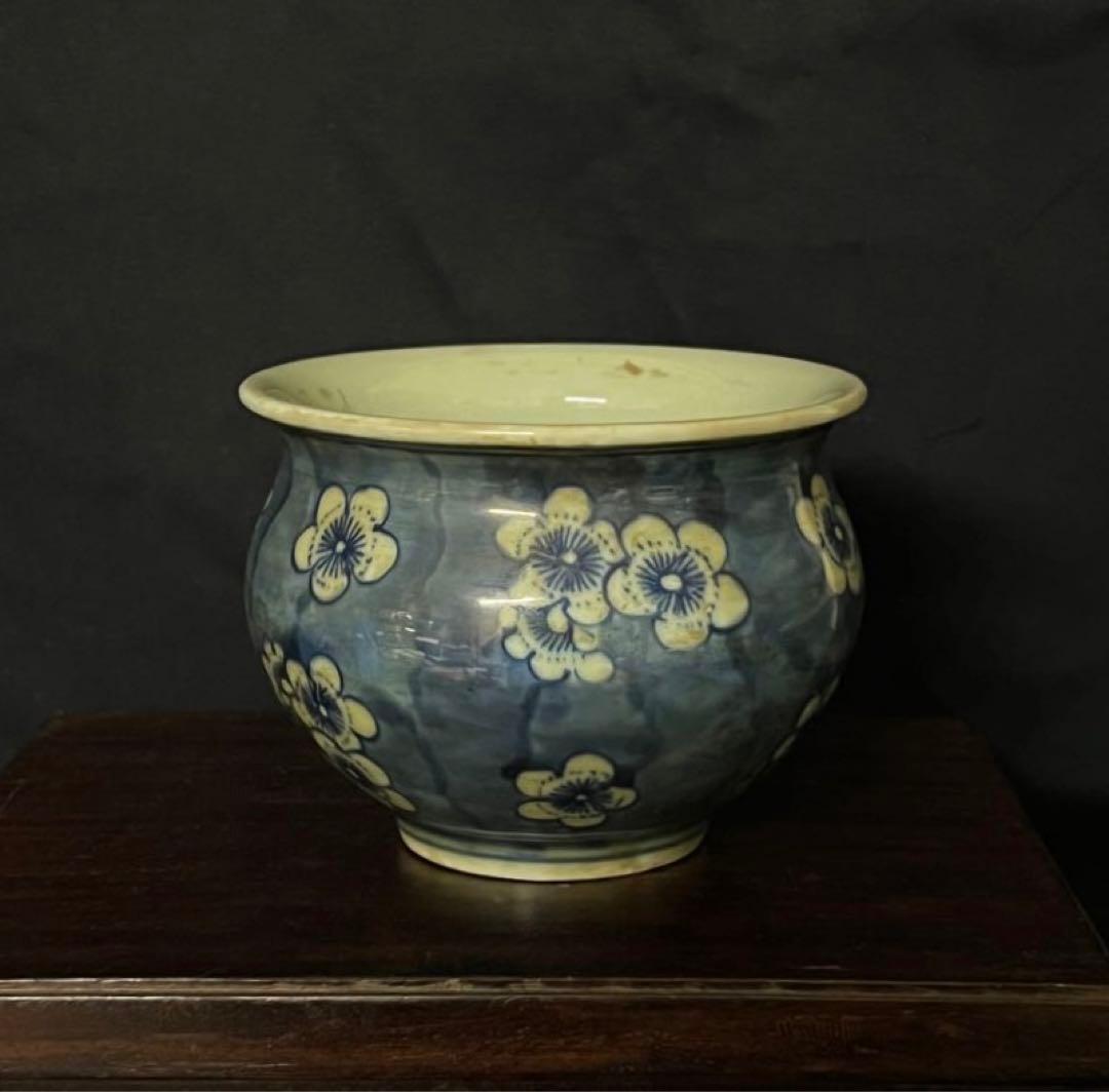 中国古美術•文房具•清時代染付水盂•在銘　：XG44-4