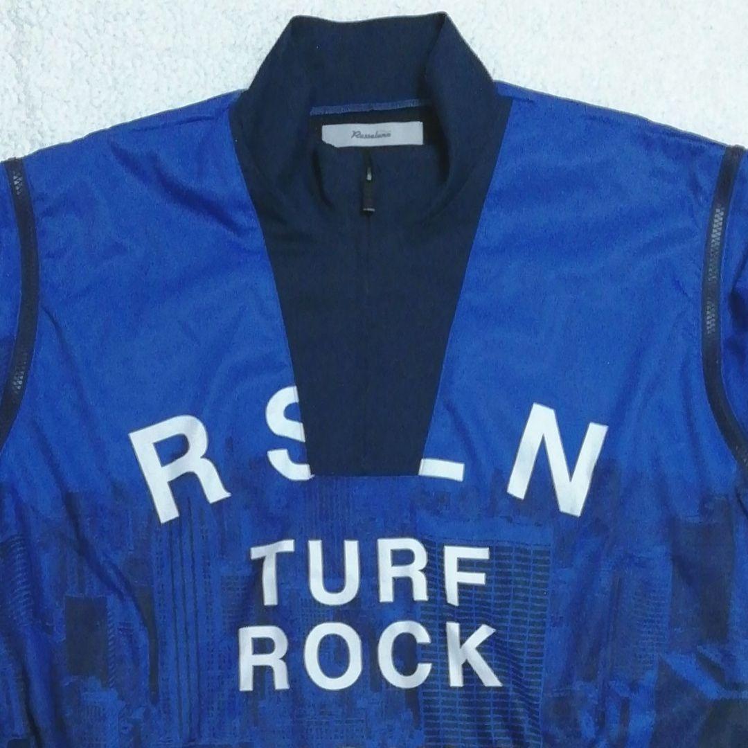 ラッセルノ 2wayハーフジップジャケット(6)ベスト 裏地発熱 防寒 紺☓青色