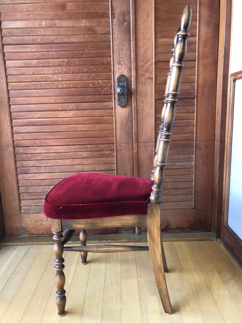 アンティーク椅子 木製 ベロア 洋風 ヴィンテージチェア　コスガ　赤ベルベット