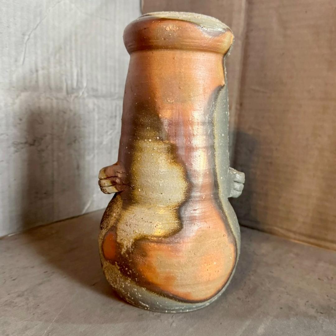 【備前焼】岡安廣宗 作 花入れ 共箱・布付き 本物保証 茶道 華道 花器 花瓶