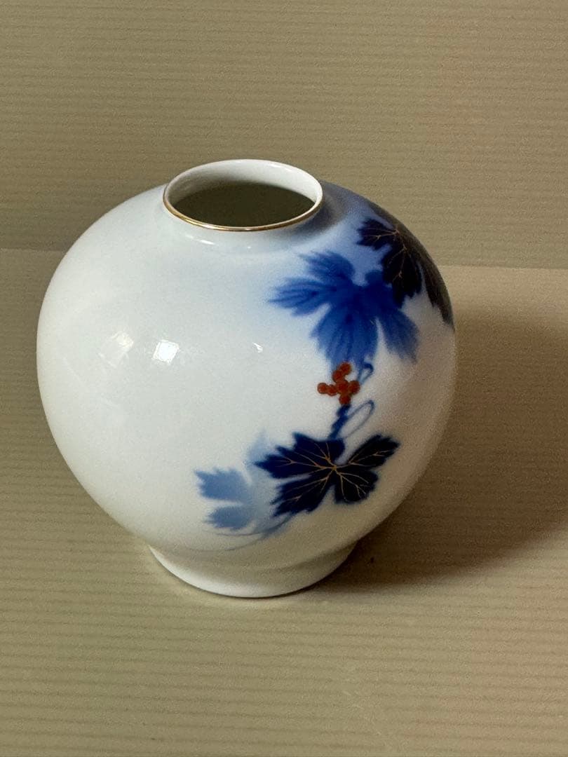2899 深川製磁　葡萄瑠璃　小花瓶　未使用