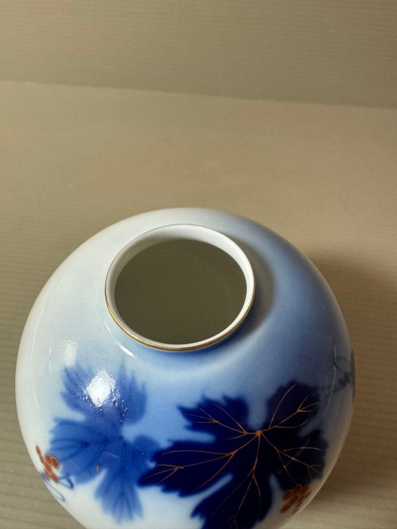 2899 深川製磁　葡萄瑠璃　小花瓶　未使用