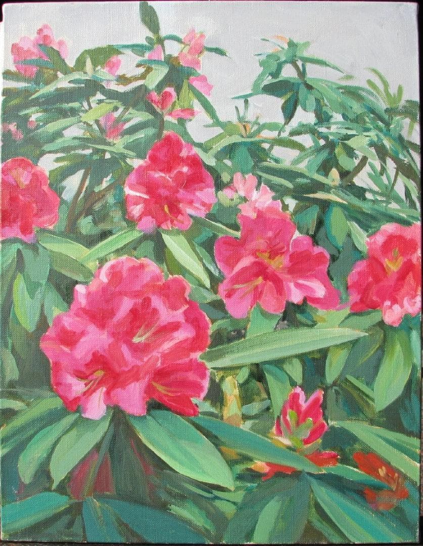 ☆処分☆スペインの光と影,檜山健三「しゃくなげ」6号油彩