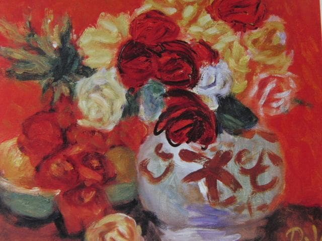 梅原龍三郎、「薔薇と静物」、希少な額装用画集より、新品高級額装付