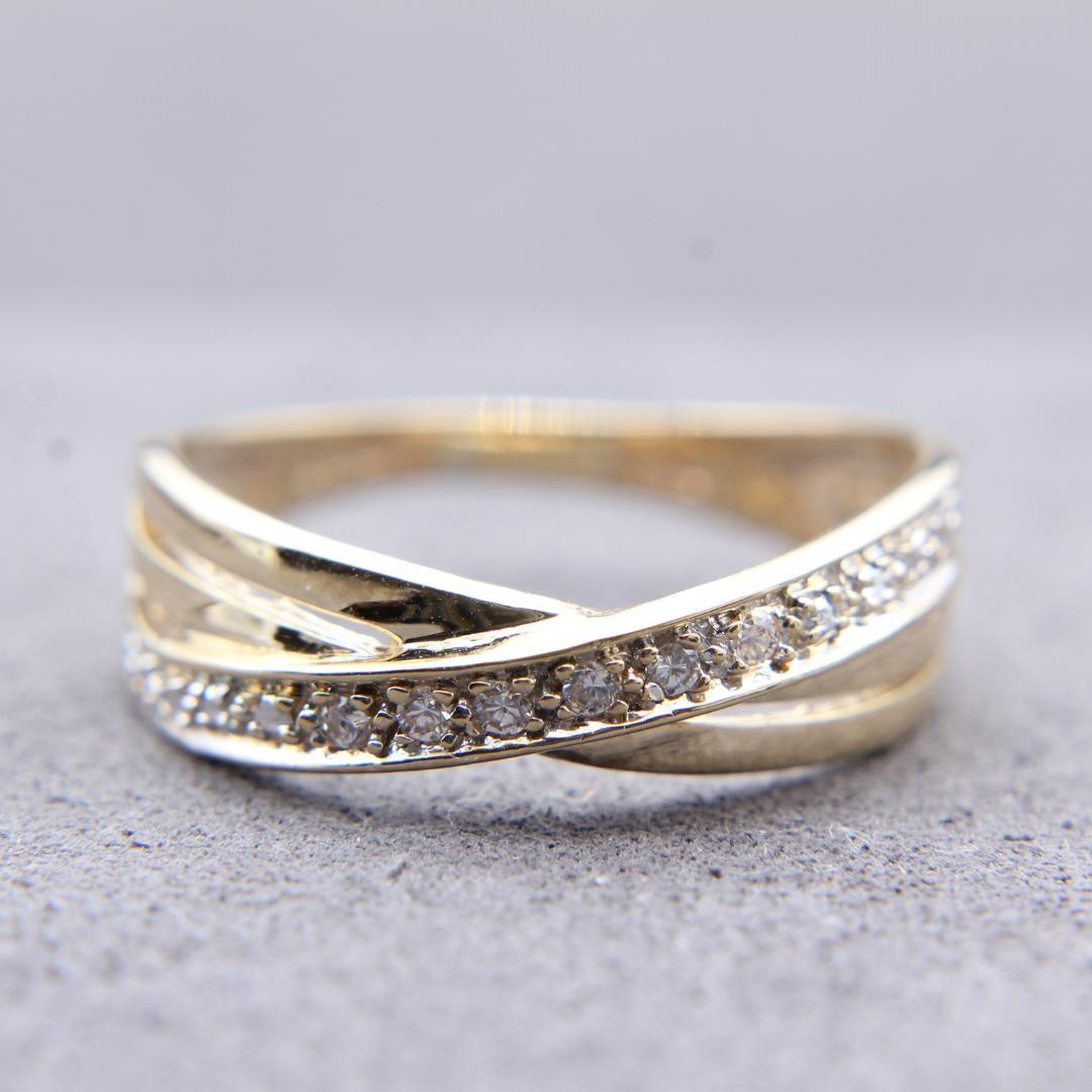 【アンティーク】連結三連リング（9K）14号【J27346】