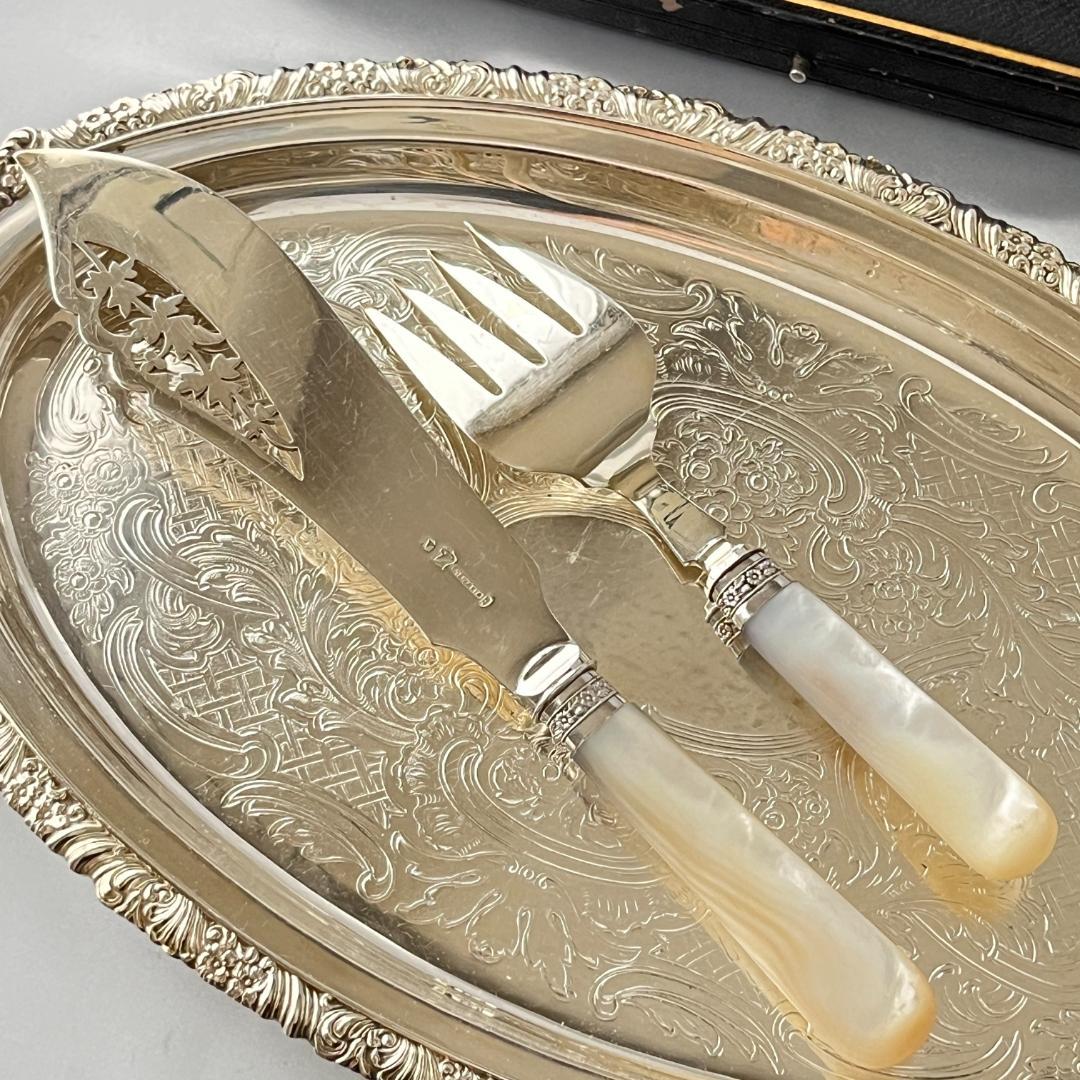 【Samuel Biggin & Son】【白蝶貝/純銀継手】サーバーセット