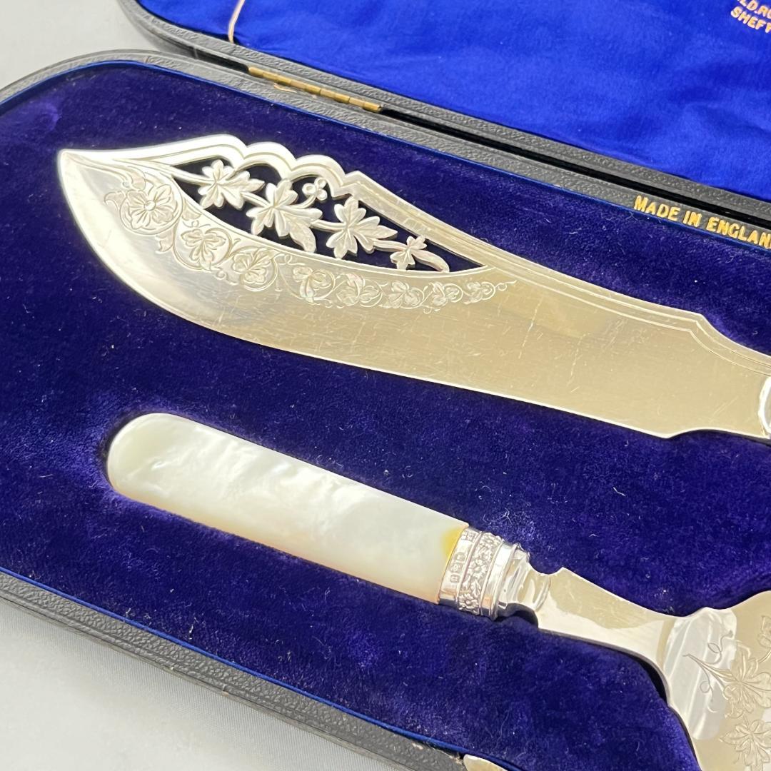 【Samuel Biggin & Son】【白蝶貝/純銀継手】サーバーセット