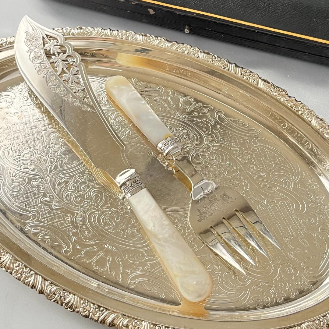 【Samuel Biggin & Son】【白蝶貝/純銀継手】サーバーセット