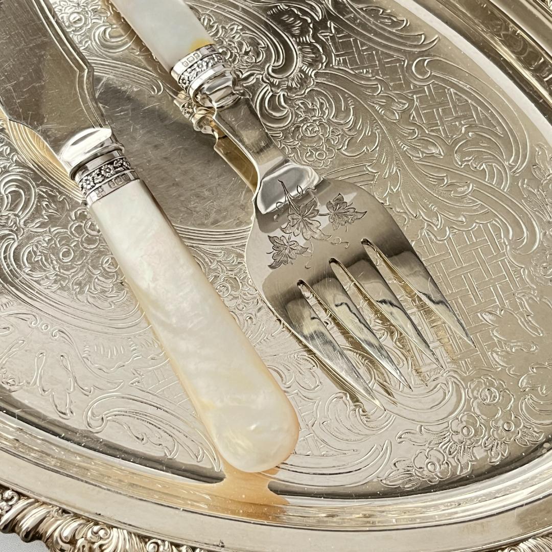 【Samuel Biggin & Son】【白蝶貝/純銀継手】サーバーセット