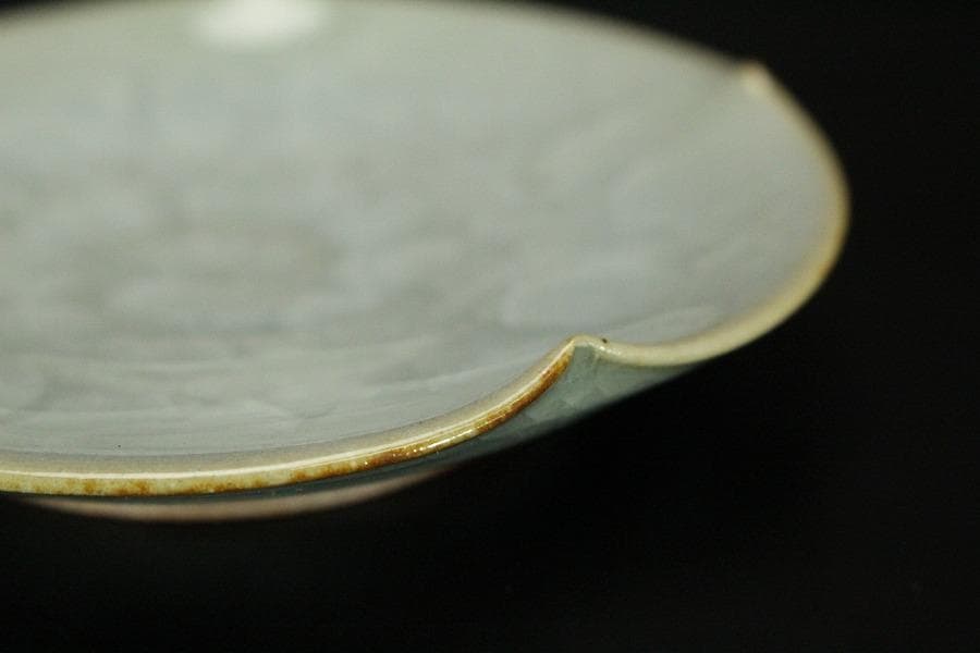 青磁 銘々皿 5枚セット 亀甲貫 在銘 作家物 共箱 未使用 742