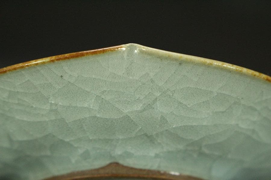 青磁 銘々皿 5枚セット 亀甲貫 在銘 作家物 共箱 未使用 742