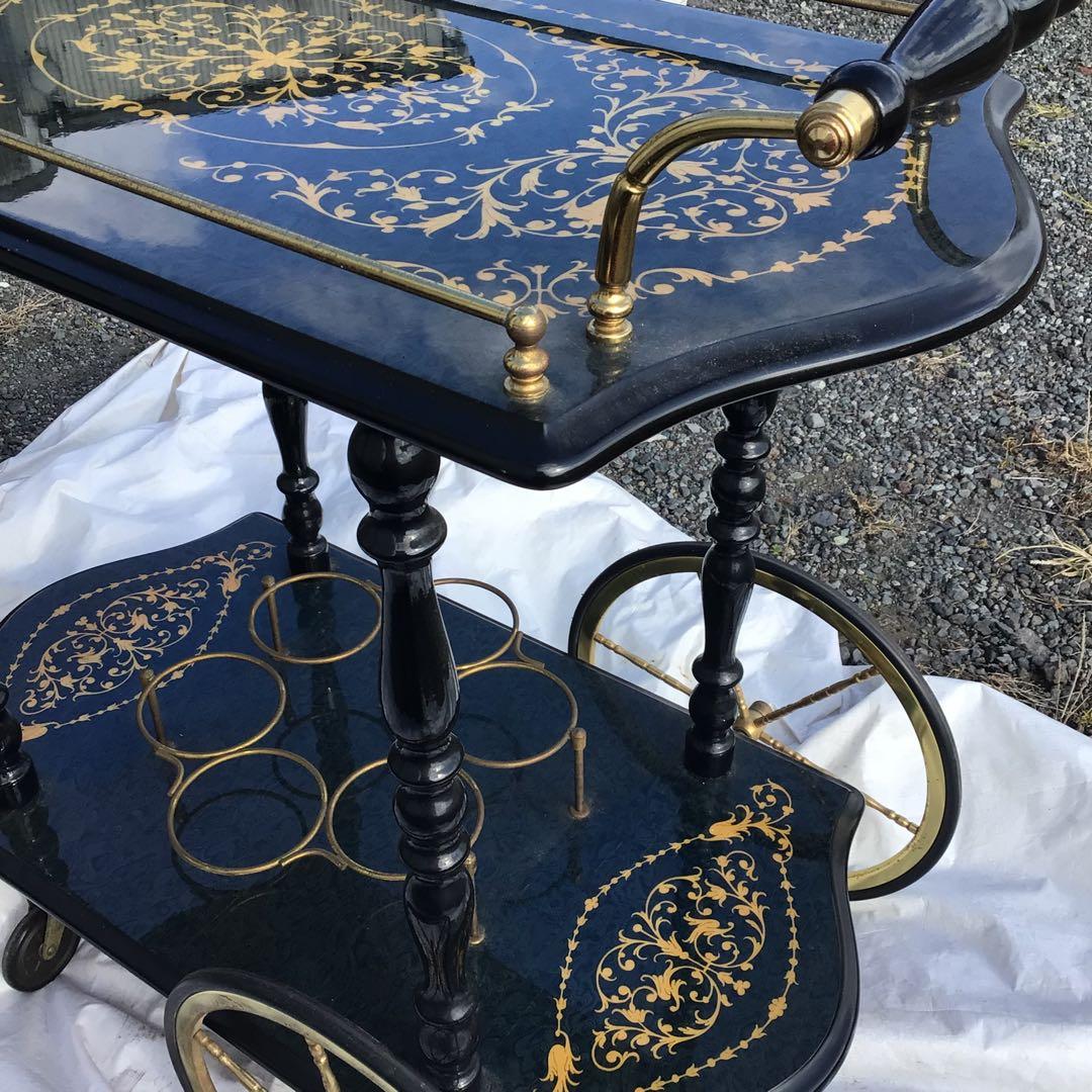 イタリア製 象嵌細工 キッチンワゴン キャスター付 キッチン収納　カート