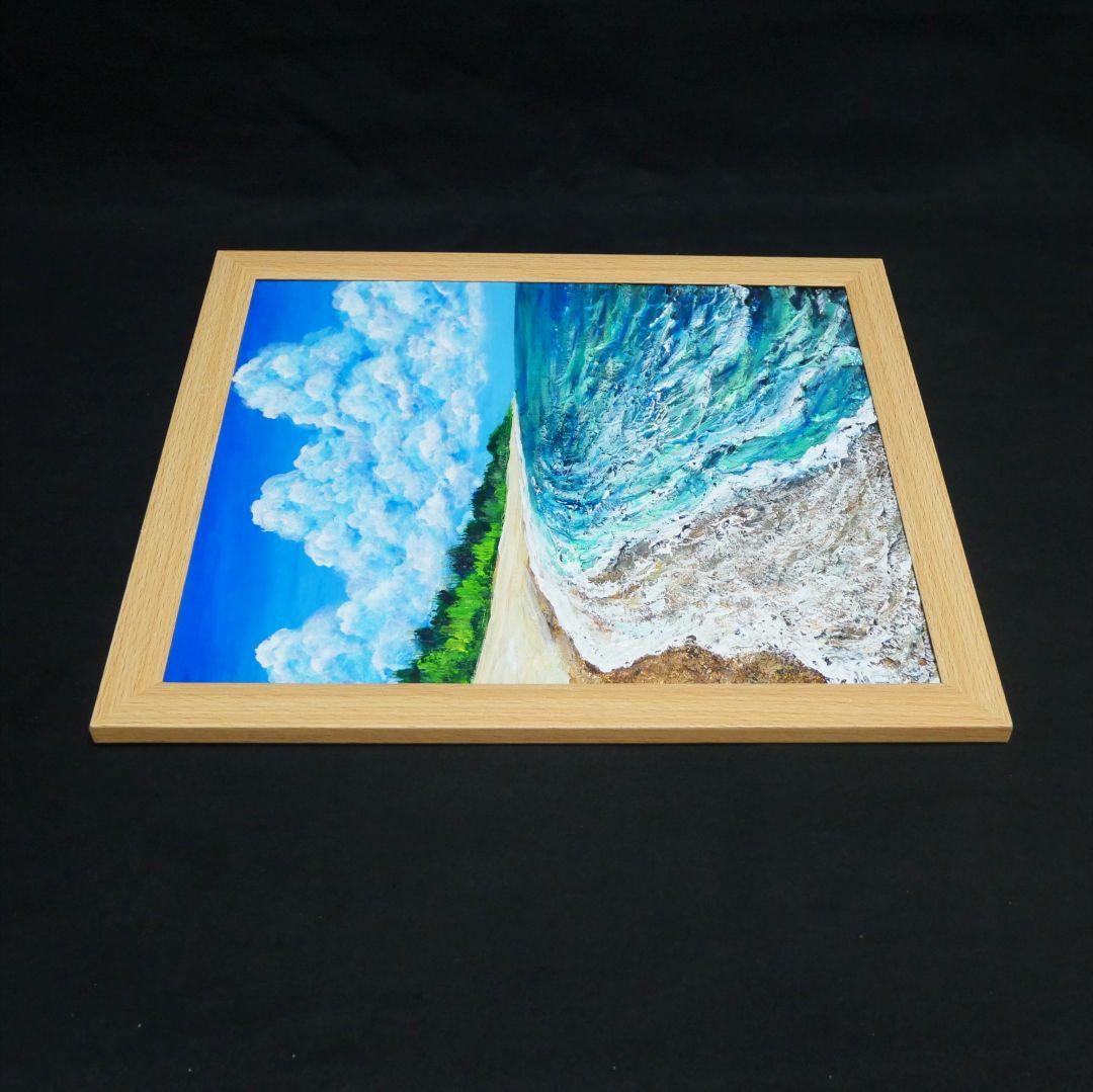 油絵 油彩 油彩画 絵 絵画【真夏の海と砂浜】