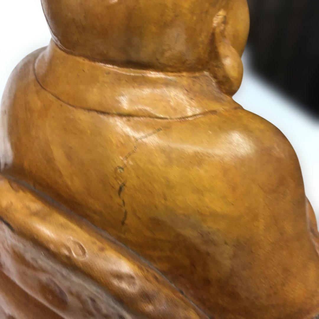 中国美術￼ 一刀彫木彫り、縁起物布袋さん￼