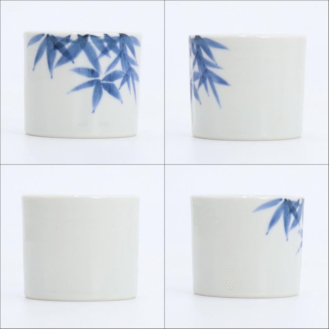 西村徳泉造 染付竹ノ絵蓋置 共箱共布 茶道具　AT110　1F28