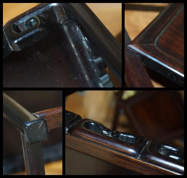 木製 唐木紫檀製 透かし彫り 高足花台 盆栽台 香炉台 飾り台