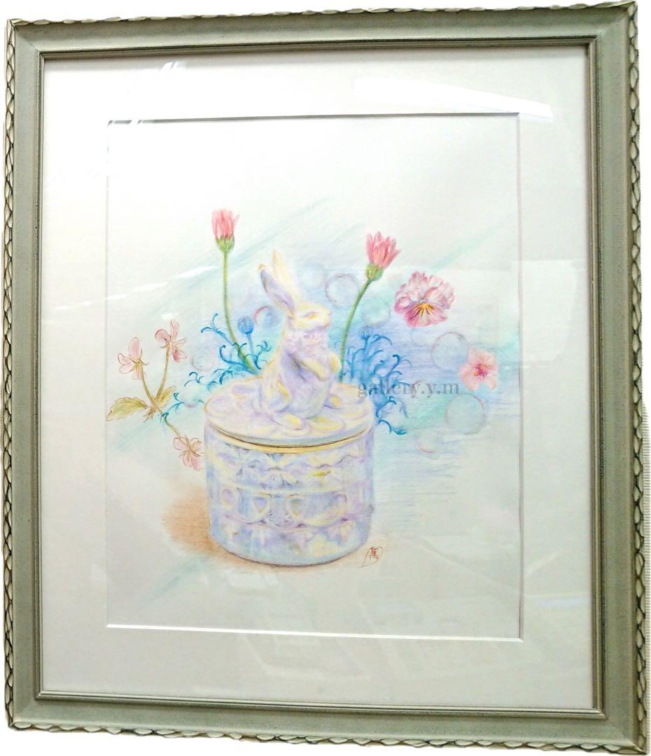 『春を待つうさぎ』　水彩色鉛筆画