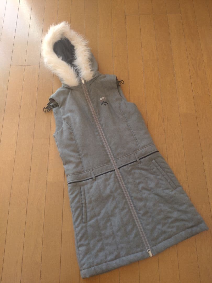 キャロウェイ　フード脱着可付　中綿入　ワンピース　М　グレー